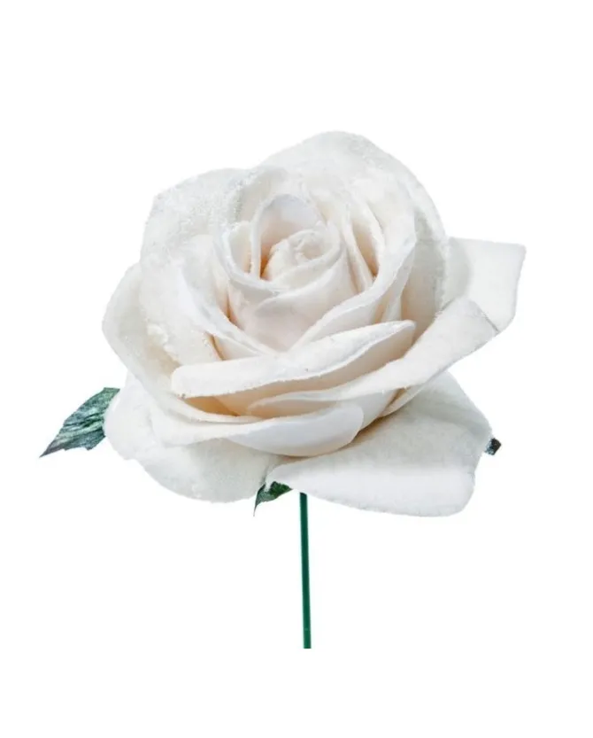 Pick Rosino Deluxe Velvet 16Cm Bianco Per Decorazioni Natalizie