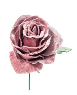 Pick Rosino Deluxe Velvet 16Cm Rosa Per Decorazioni Natalizie