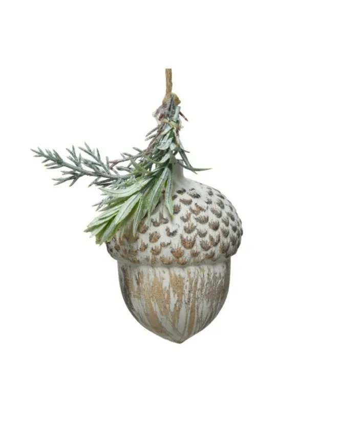 Pigna Decorativa Da Albero 8 Cm Inbiancata