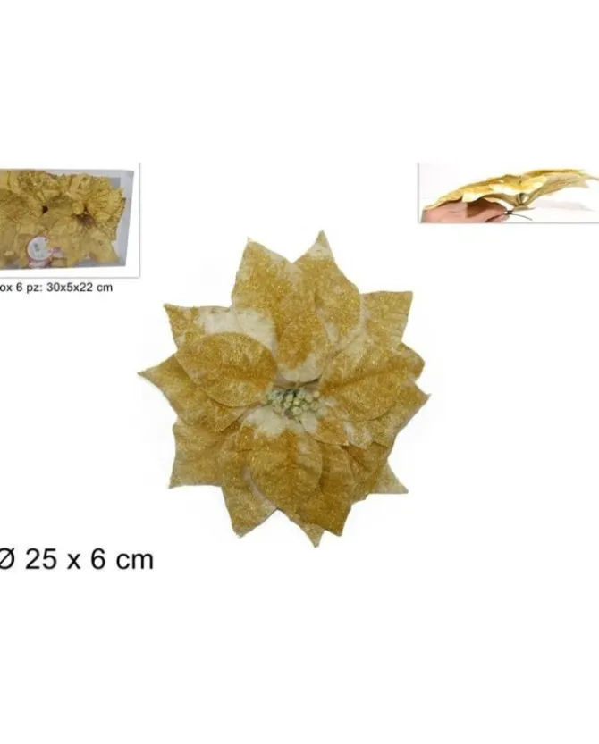 Poinsettia C/Pinzetta 25Cm Oro Art Df13D