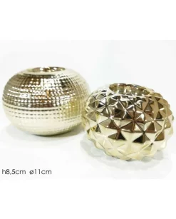 Porta Candela T Light Bombato Silver 2 Modelli Assortiti