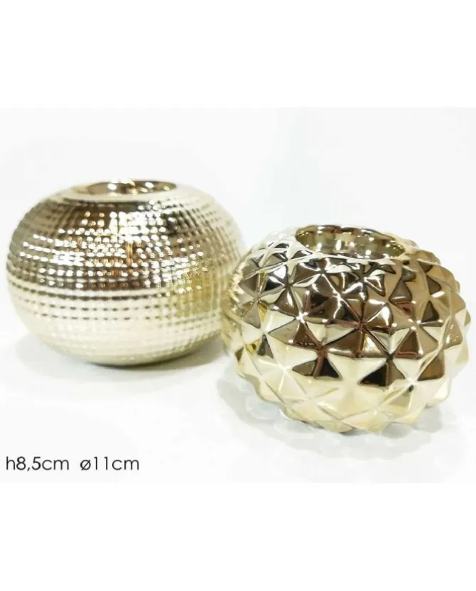 Porta Candela T Light Bombato Silver 2 Modelli Assortiti