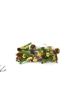 Portacandele Con Tronchi E Pigne 9X15X25 Cm