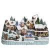 Presepe Nordico Giostrina Di Natale Villaggi Con Movimenti E Luci Led 31X55X35Cm