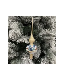 Puntale Di Vetro Decorato A Mano Champagne Per Albero Di Natale