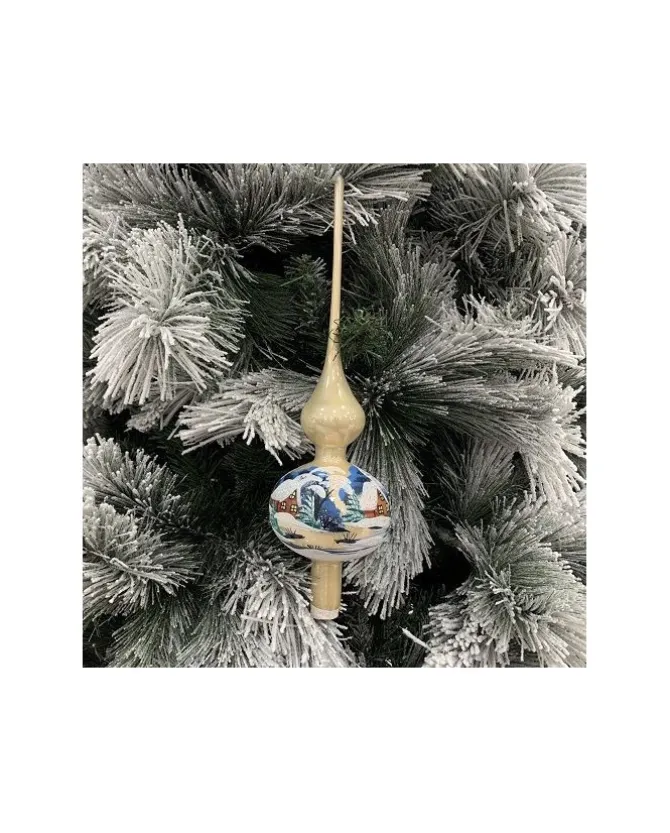 Puntale Di Vetro Decorato A Mano Champagne Per Albero Di Natale