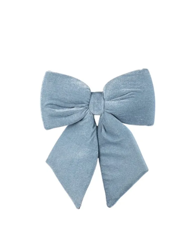 Puntale Fiocco Di Velluto Blu 13X15Cm Per Decorazione Albero Di Natale