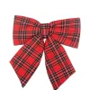 Puntale Fiocco Tartan Rosso 40X40 Cm Per Decorazioni Di Natale