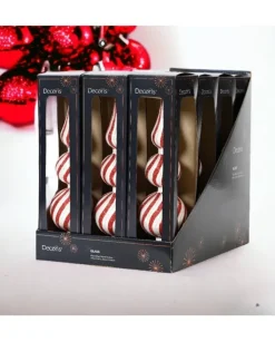 Puntale Per Albero A Strisce Rosse Glitter 31 Cm