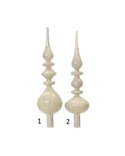 Puntale Per Albero In Vetro Bianco Antico Lucido In 2Varianti Alt. 35Cm