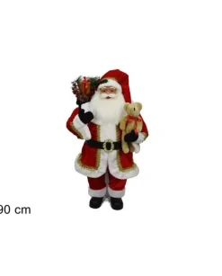 Pupazzo Di Babbo Natale Con Orsacchiotto Da 90 Cm