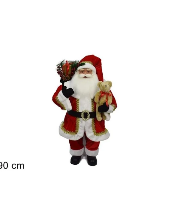 Pupazzo Di Babbo Natale Con Orsacchiotto Da 90 Cm