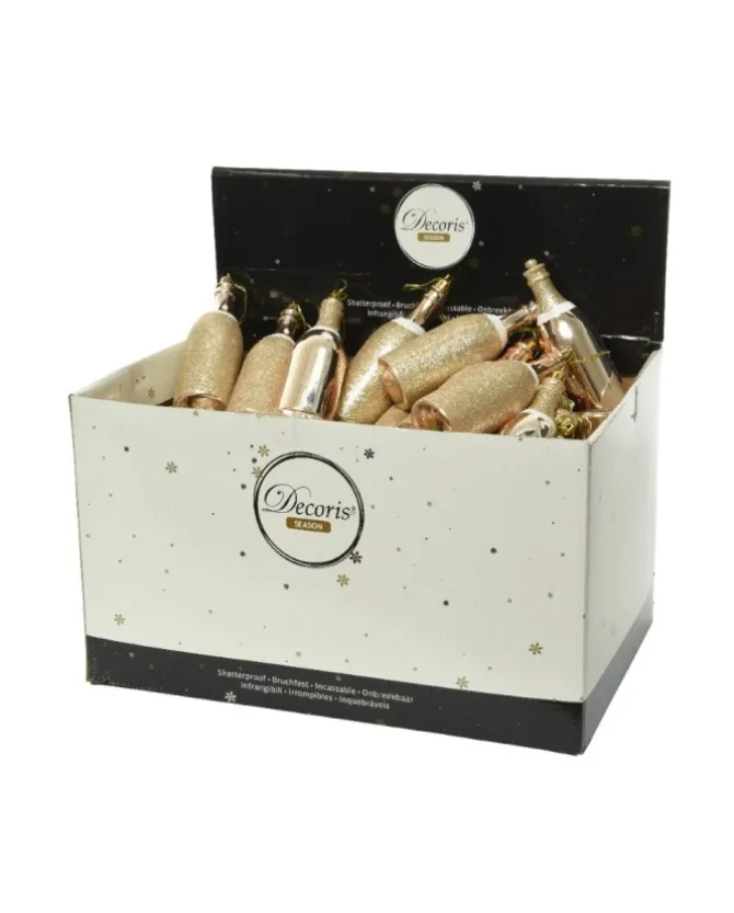 1Pz Addobbo Appendino Bottiglia Di Champagne Per Abero Di Natale 4X13 Cm