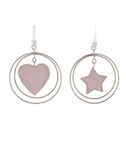 1Pz Addobbo Appendino Decoro Stella/Cuore Per Abero Di Natale