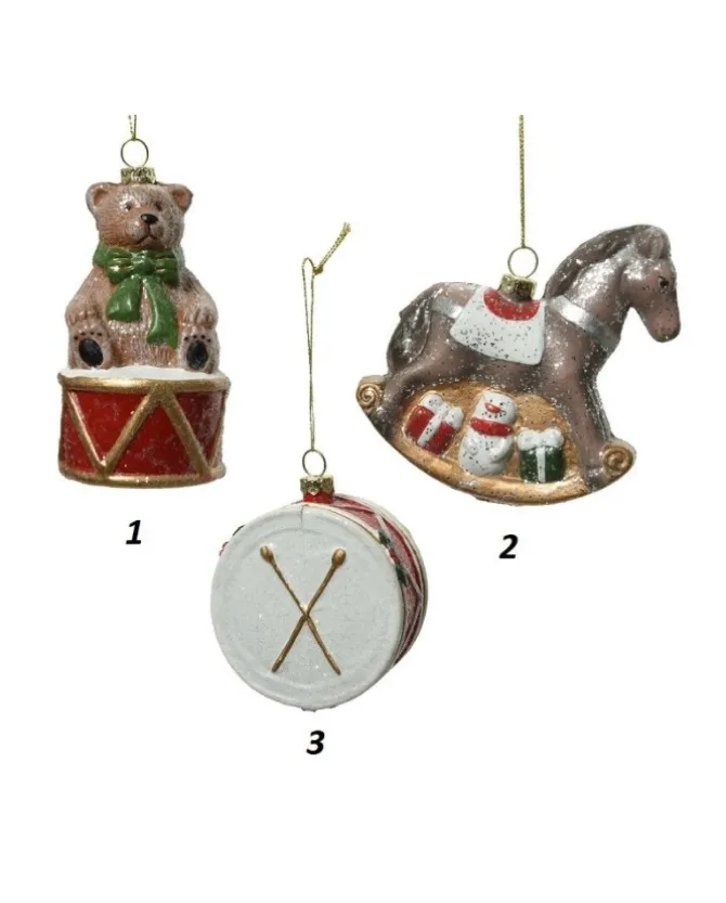 1Pz Addobbo Appendino Orso Tamburo Cavallo Per Albero Di Natale 11Cm
