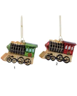 1Pz Addobbo Appendino Treno Di Vetro Per Albero Di Natale