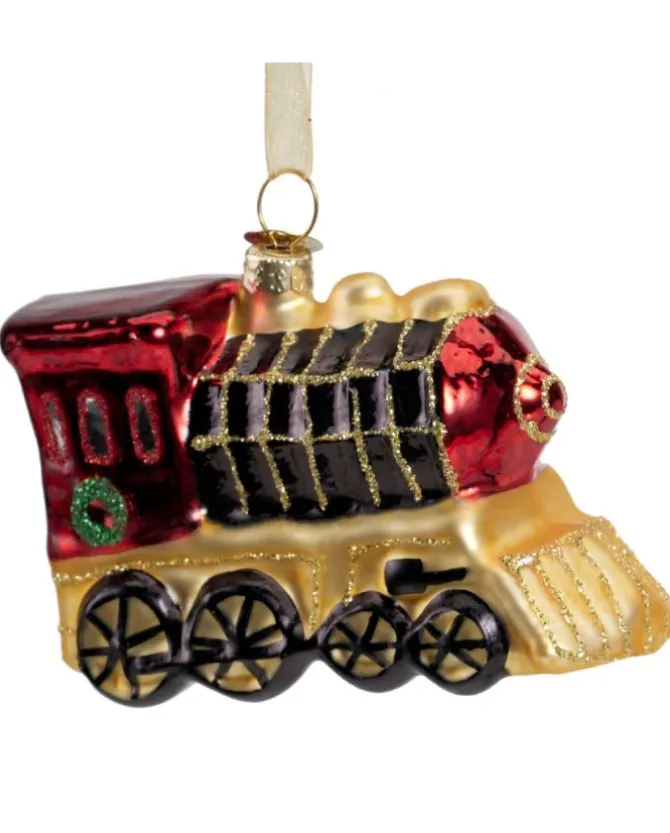 1Pz Addobbo Appendino Treno Di Vetro Per Albero Di Natale