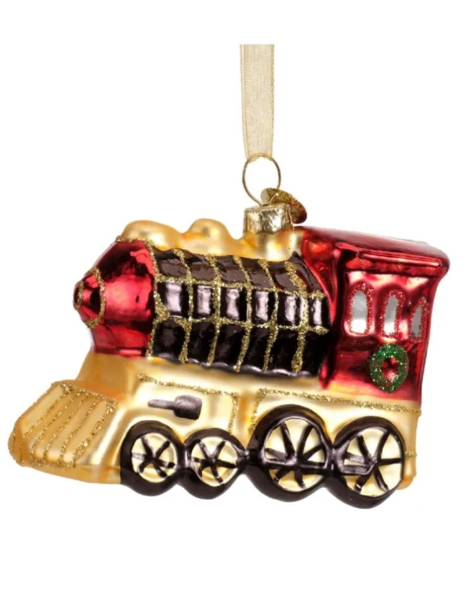 1Pz Addobbo Appendino Treno Di Vetro Per Albero Di Natale