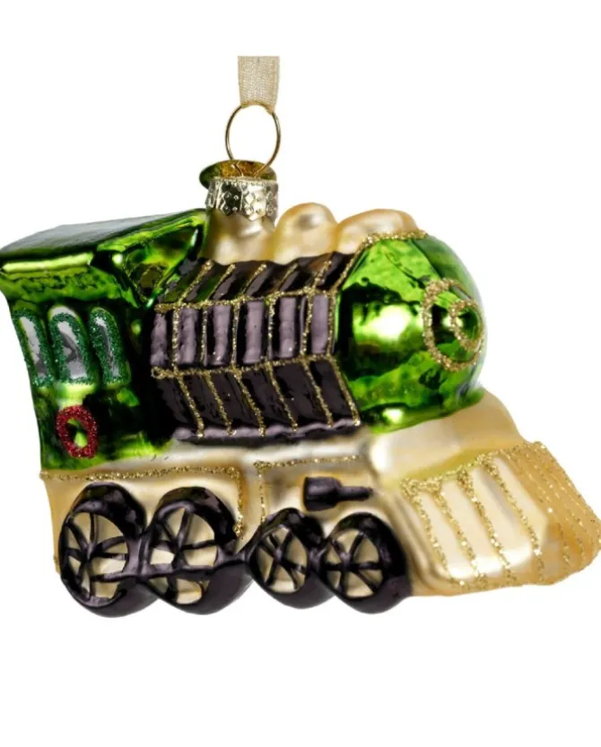 1Pz Addobbo Appendino Treno Di Vetro Per Albero Di Natale