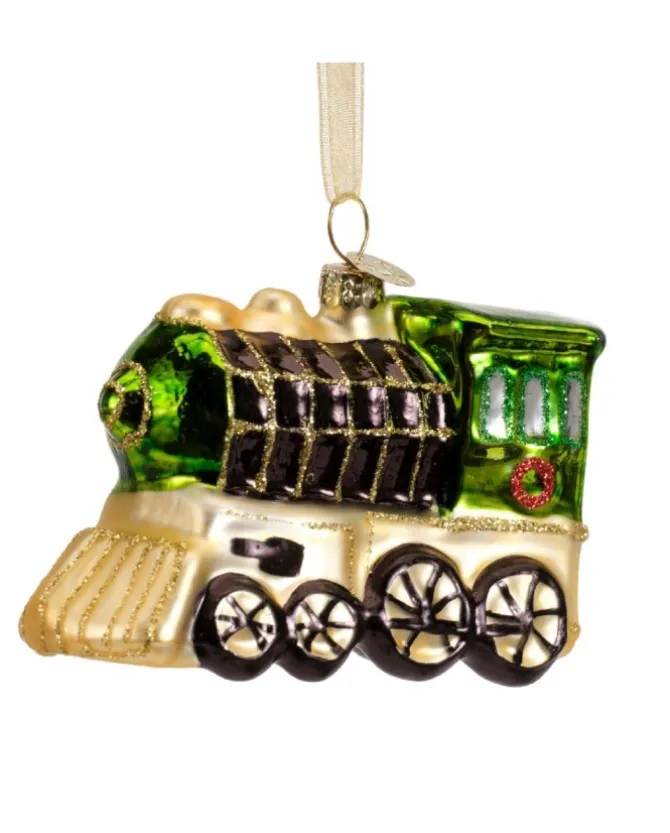 1Pz Addobbo Appendino Treno Di Vetro Per Albero Di Natale