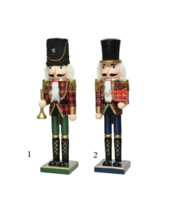 1Pz Addobbo Natalizio Soldato Schiaccianoci In Legno Di Pino 25 Cm