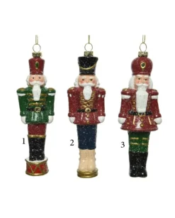 1Pz Addobbo Ornamento Soldatino Schiaccianoci 16.5 Cm In Metallo 3 Colori