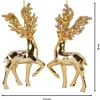 1Pz Addobbo Pendente In Plastica Oro Cromato Renna Con Glitter 16 Cm