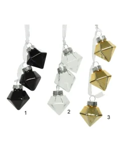 1Pz Addobbo Pendenti In Vetro Nero Oro E Bianco Per Albero Di Natale