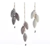 1Pz Appendino Addobbo Pigne Innevate 3Colori 3X6 Cm Per Albero Di Natale