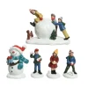 5Pz Figure Natalizie In Poliresina Bambini E Pupazzo Di Neve