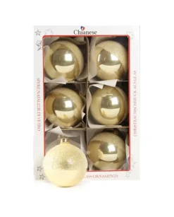 1Pz Pallina Di Vetro Decorata A Mano Champagne Lucido 80Mm