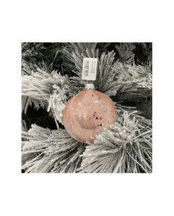 1Pz Pallina Di Vetro Decorata A Mano Rosa 80Mm