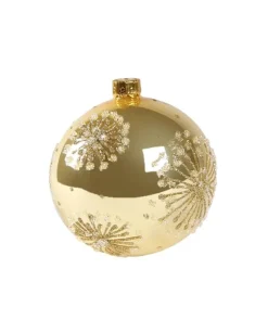 1Pz Pallina Di Vetro Decorata A Mano Oro Lucido 80Mm