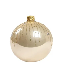 1Pz Pallina Di Vetro Decorata A Mano Champagne Lucido 80Mm