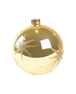 1Pz Pallina Di Vetro Decorata A Mano Oro Lucido 80Mm