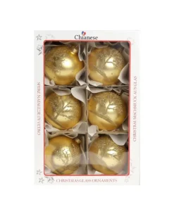 1Pz Pallina Di Vetro Decorata A Mano Oro Opaco 80Mm