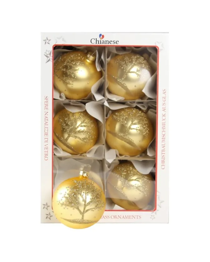 1Pz Pallina Di Vetro Decorata A Mano Oro Opaco 80Mm