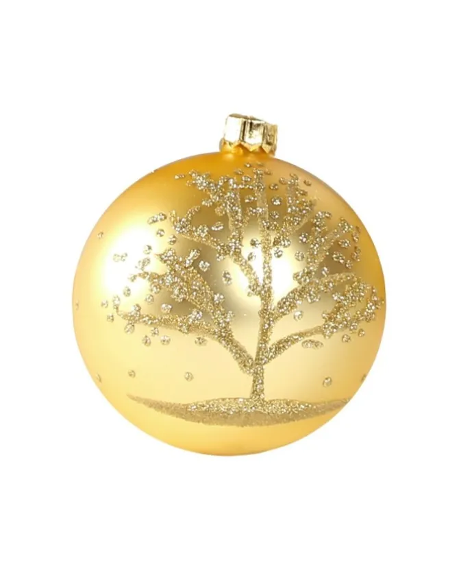 1Pz Pallina Di Vetro Decorata A Mano Oro Opaco 80Mm