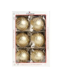 1Pz Pallina Di Vetro Decorata A Mano Champagne Opaco 80Mm