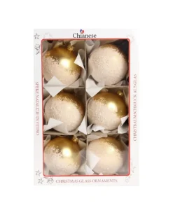 1Pz Pallina Di Vetro Decorata A Mano Oro Opaco 80Mm