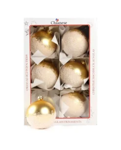 1Pz Pallina Di Vetro Decorata A Mano Oro Opaco 80Mm