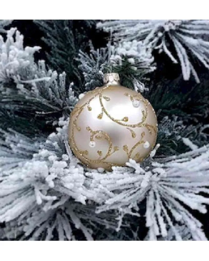 1Pz Pallina Di Vetro Decorata A Mano 80Mm