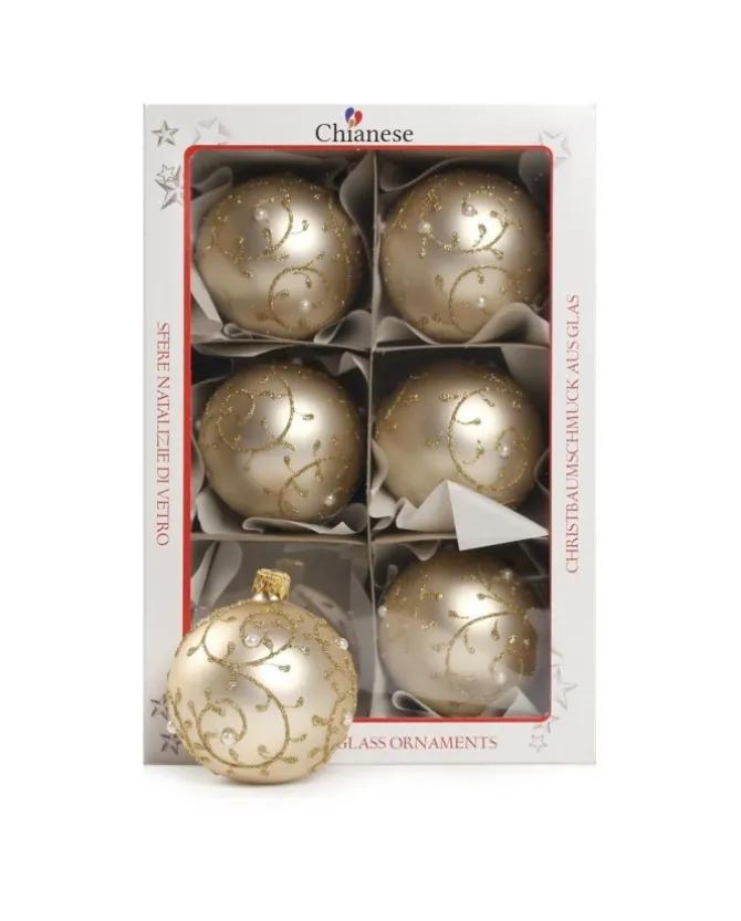 1Pz Pallina Di Vetro Decorata A Mano 80Mm