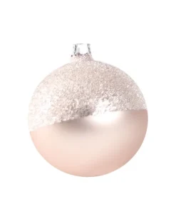 1Pz Pallina Di Vetro Decorata A Mano Rosa Opaco 80Mm