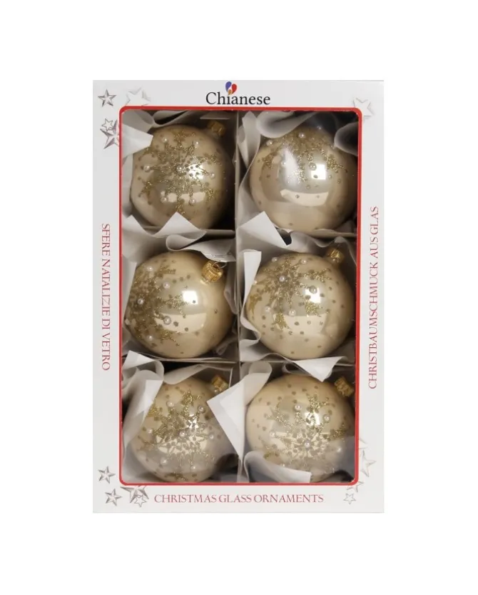 1Pz Pallina Di Vetro Decorata A Mano Orolucido 80Mm