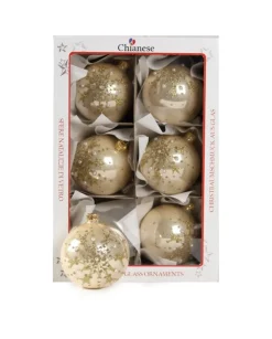 1Pz Pallina Di Vetro Decorata A Mano Orolucido 80Mm