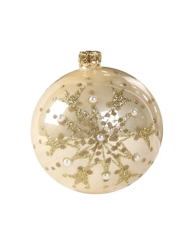 1Pz Pallina Di Vetro Decorata A Mano Orolucido 80Mm