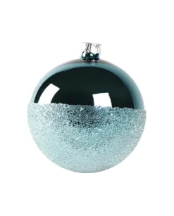 1Pz Pallina Di Vetro Decorata A Mano Azzurro Lucido 80Mm