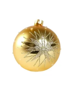 1Pz Pallina Di Vetro Decorata A Mano Oro Opaco 80Mm