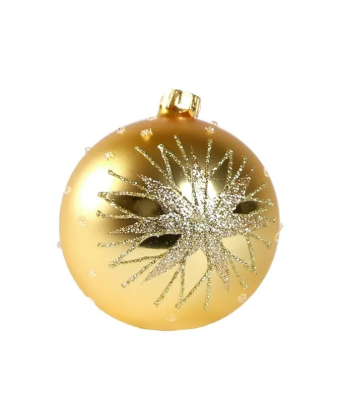 1Pz Pallina Di Vetro Decorata A Mano Oro Opaco 80Mm